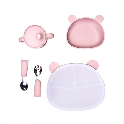 satın al Ayı Şekli Silikon Bebek Besleme Seti 6 Adet BPA Free Vantuzlu Kapaklı online manufacture