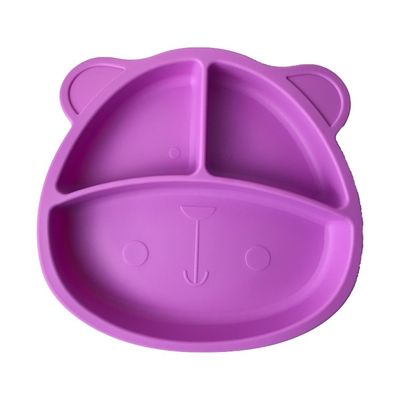 satın al Bebek Besleme Plakası Seti Silikon Özel Boyutlar Mor Ayı Şekli Çevre Dostu Yumuşak online manufacture