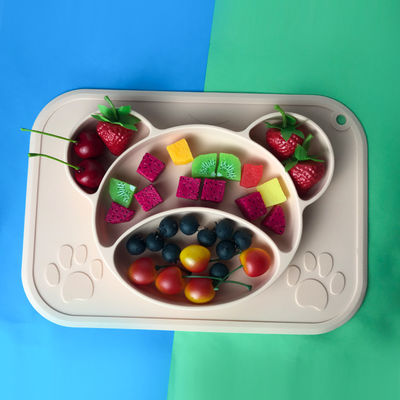 Özelleştirilmiş Ayı Şekli Silikon Besleme Seti Bebek Tabakları Bpa Free