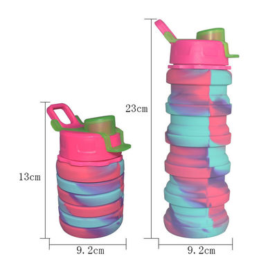 Çok Renkli Spor Silikon İçme Şişesi Katlanabilir Özelleştirilmiş 500ml