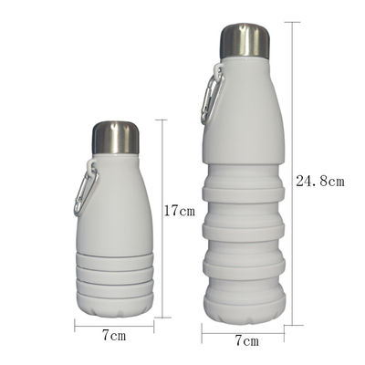 Silikon Katlanabilir Biyobozunur Yeniden Kullanılabilir Su Şişeleri 550ml Gri Özelleştirilmiş