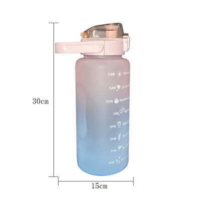 Unisex Spor Silikon Su Şişesi Özel Logo 2000ml Samanlı Su Şişesi