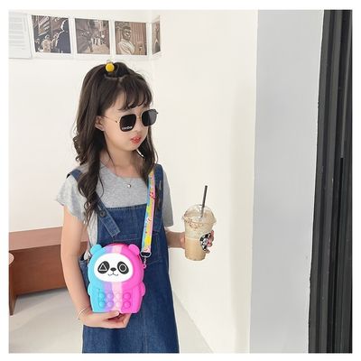 Silikon Omuz Fidget Pop Çanta Çocuklar İçin Sevimli Karikatür Panda