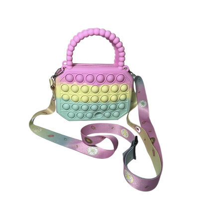 Silikon Çocuk Karikatür Mini Çocuklar Kabarcık Oyuncak Crossbody Kızlar için Pop It Çanta