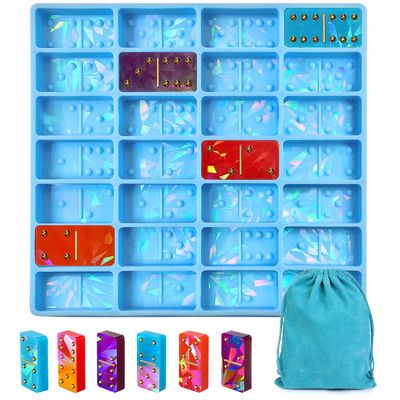MHC Kristal Silikon Eşsiz Domino Set 3D Holografik Tasarımlar Epoksi reçine kalıpları